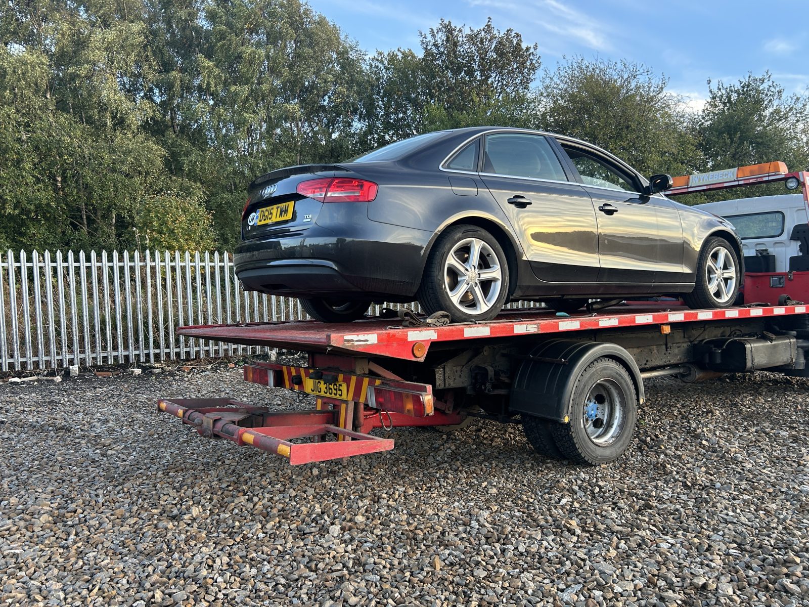Vehicle on a recovery truck
