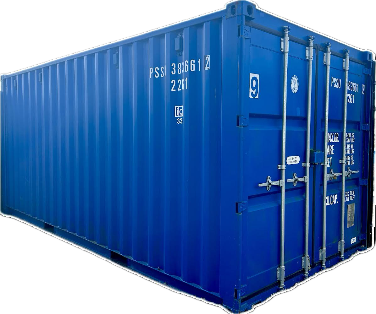 blue shipping container
