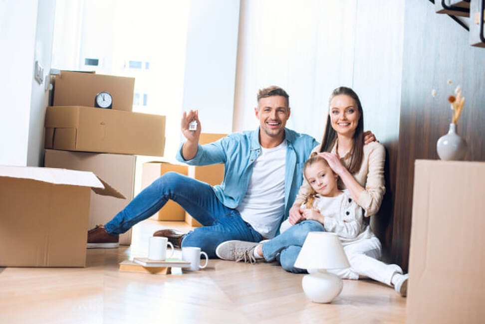 family together moving house sat with home contents