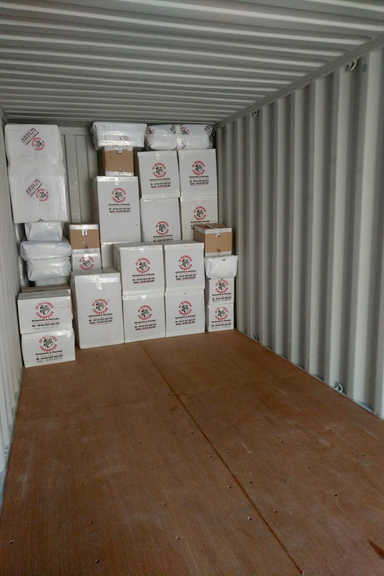 business stock stored inside a shipping container