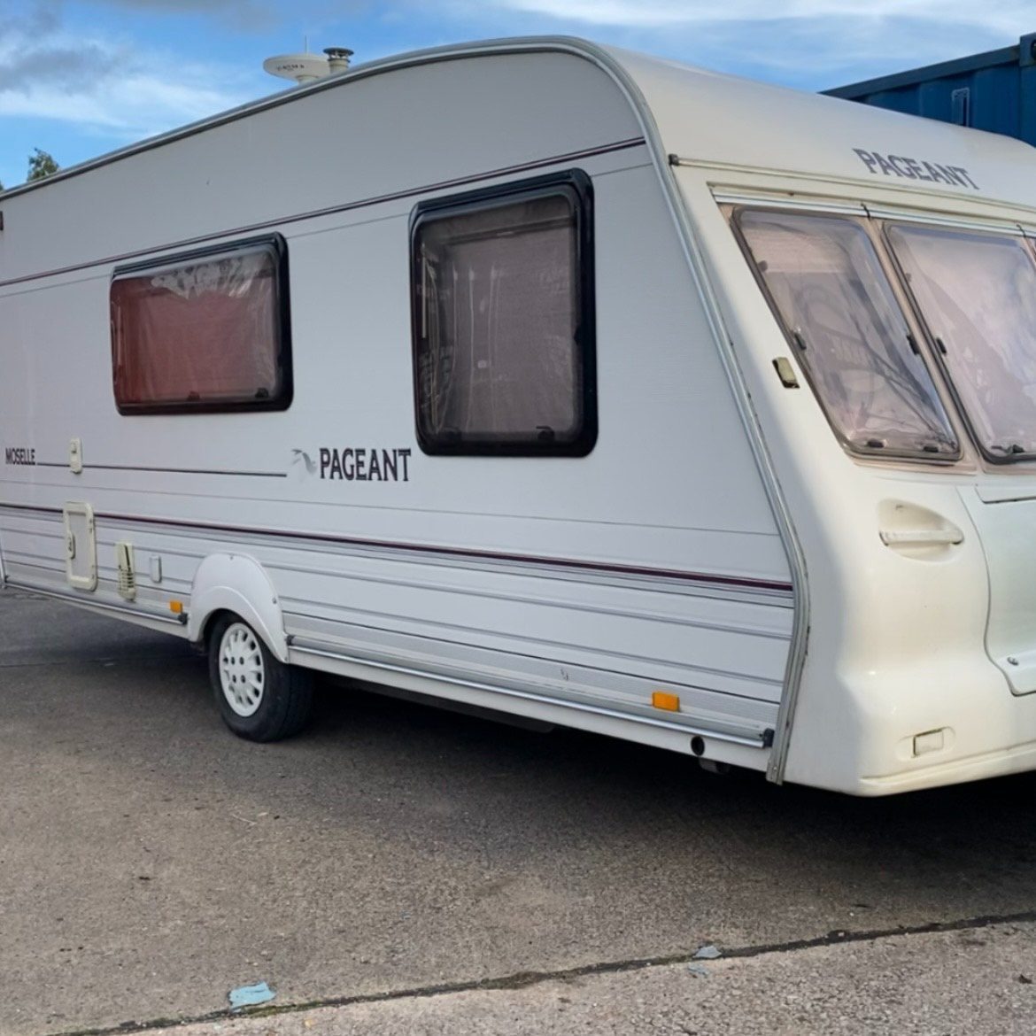 caravan parked on hard standing