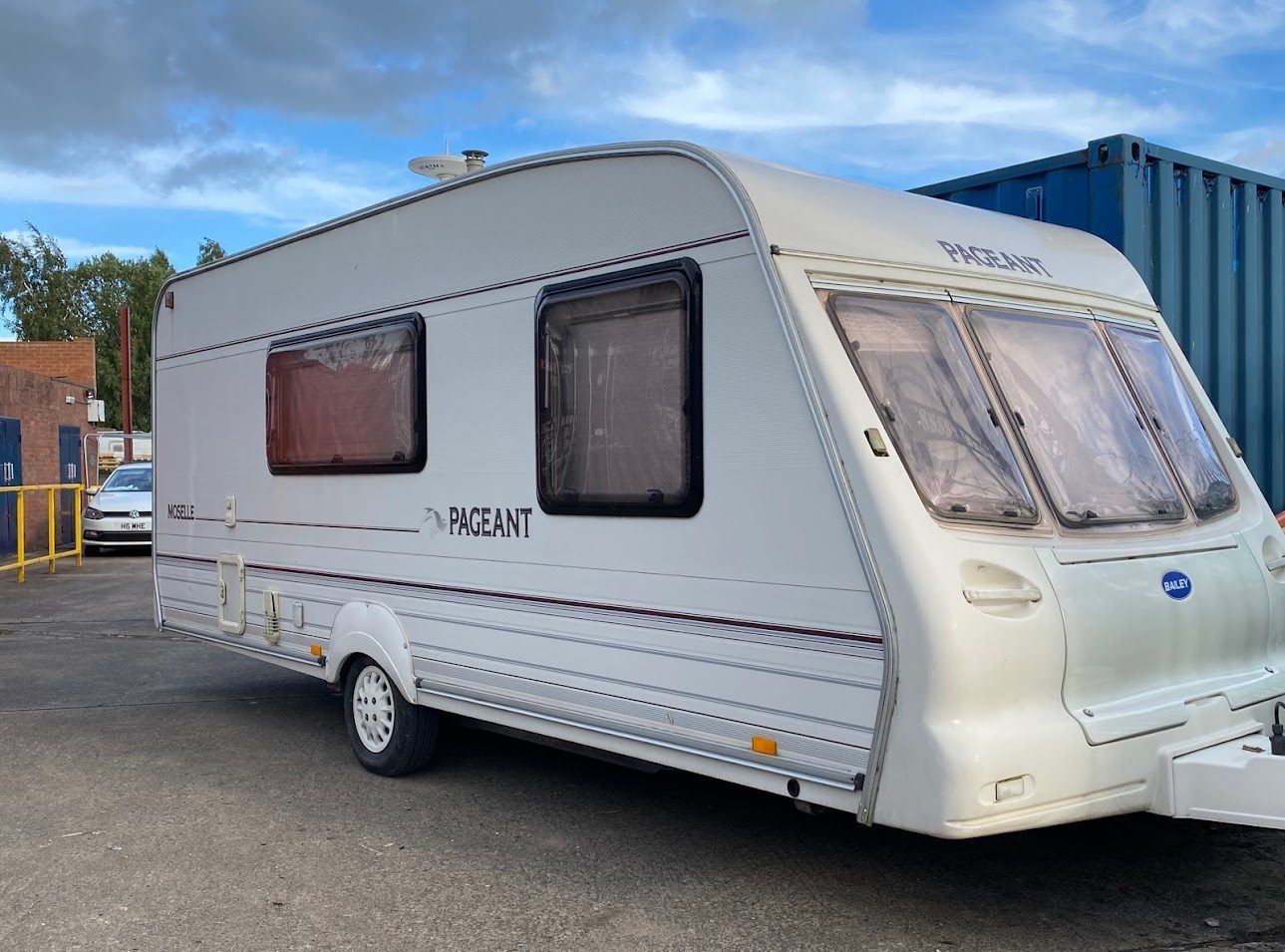 caravan being parked on the storage yard
