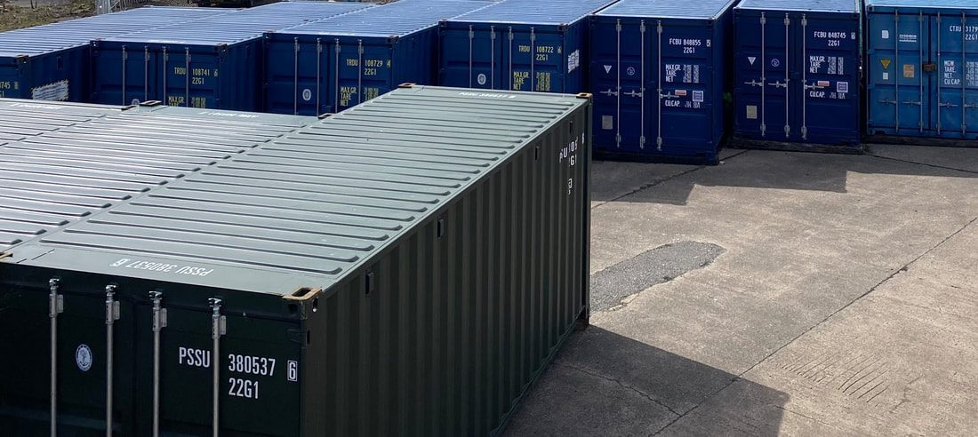 ariel view of a shipping container site