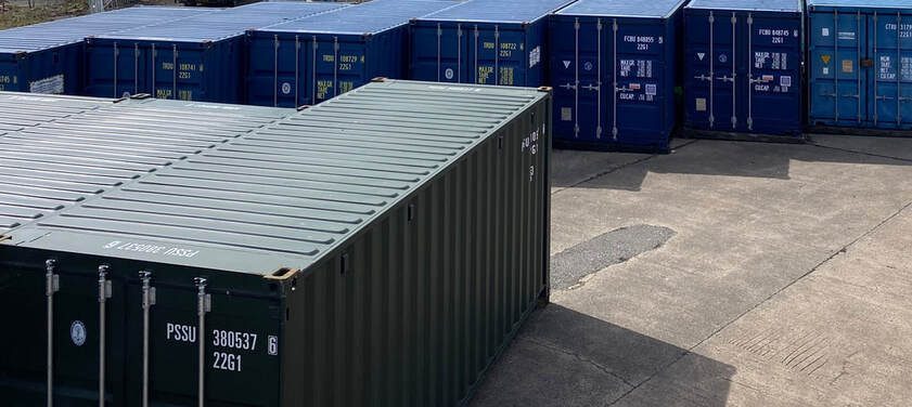 ariel view of a shipping container yard