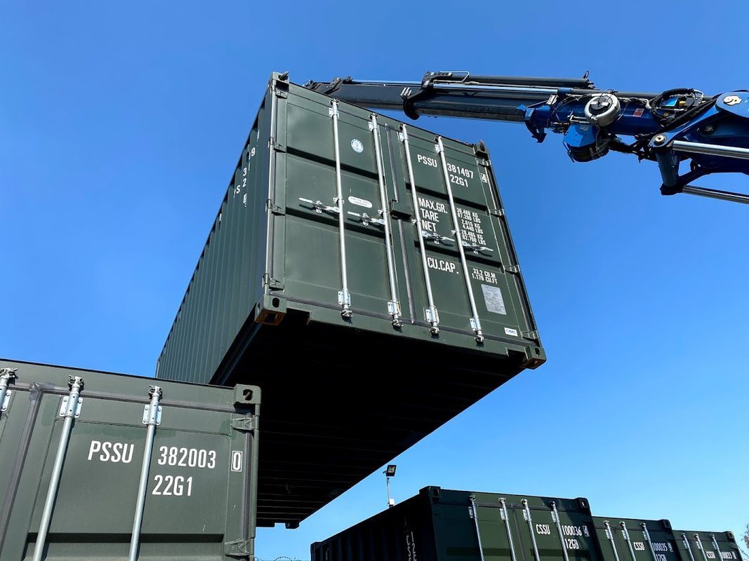 shipping container being sited