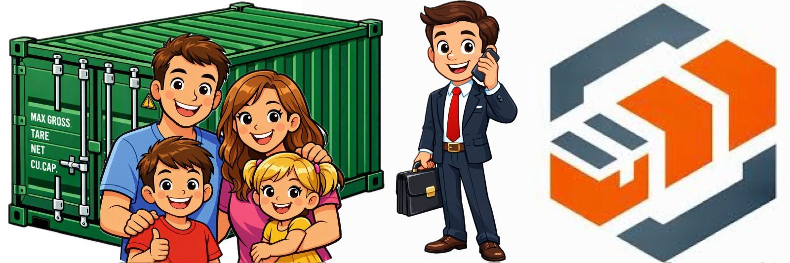 Container Storage In Carlisle - illustrated family enjoying self storage