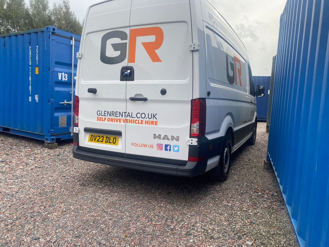 a hire van about to unload on a self storage depot
