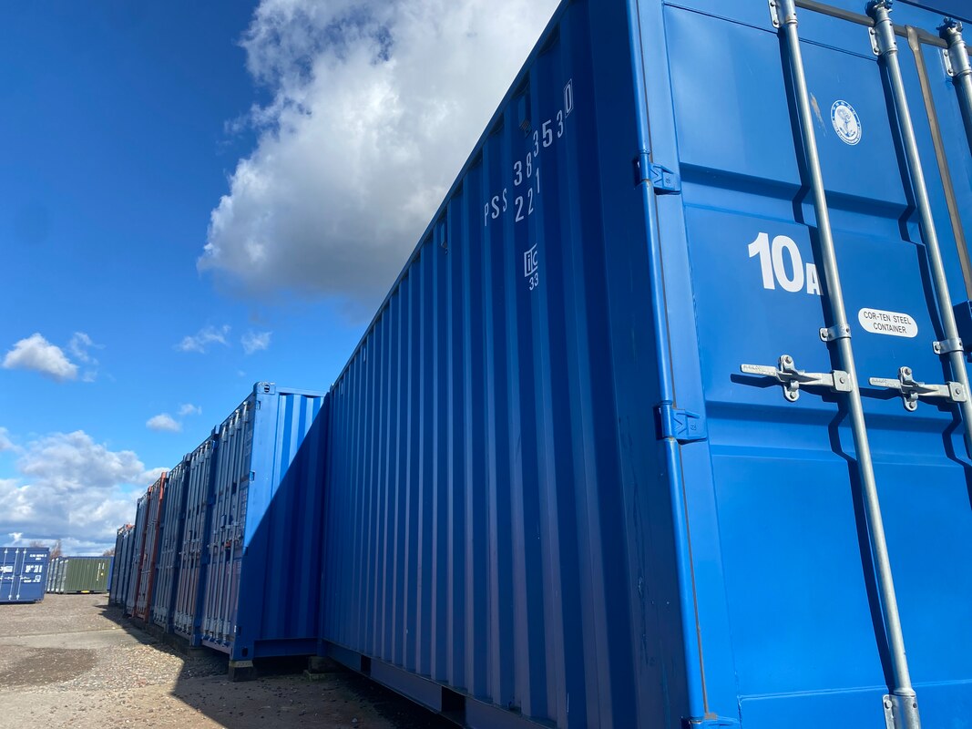a row of shipping containers