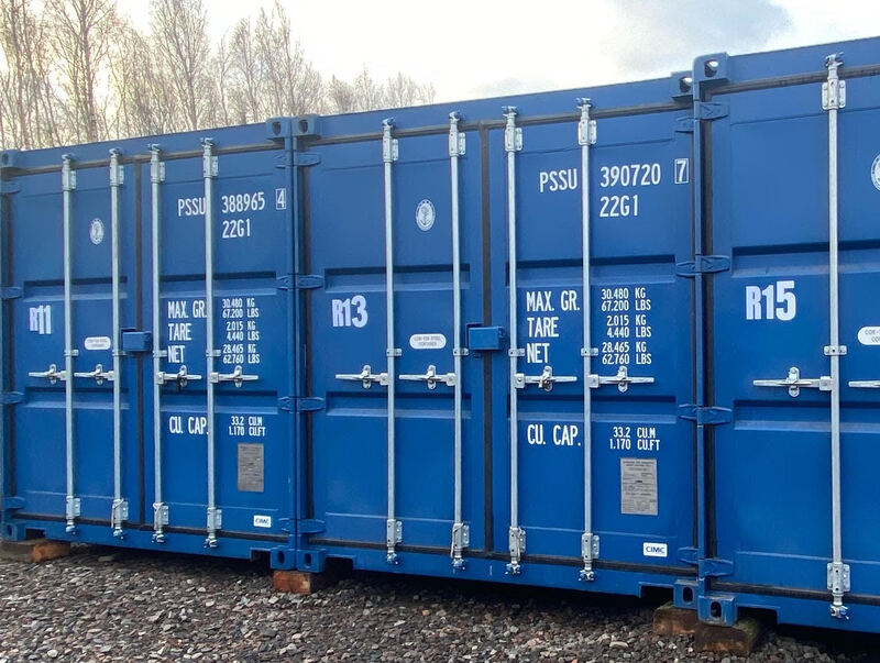 three shipping containers